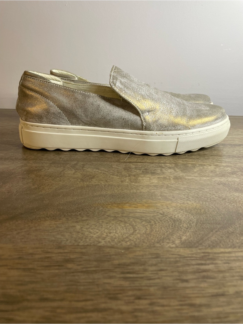 J Slides Metallic Slip-On Sneakers in Silver